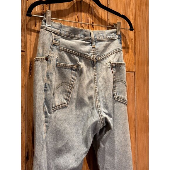LAMBERT / Levis Up-Cycled Distressed Re-Purposed Lambert Womens Jeans 26 Blue De - Picture 7 of 12